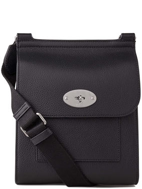 Mulberry Small Antony Black & Silver Small Classic Grain